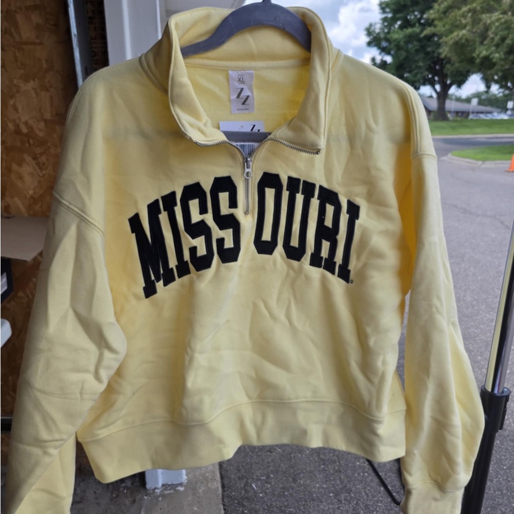 Yellow Missouri Quarter-Zip Cropped Sweatshirt